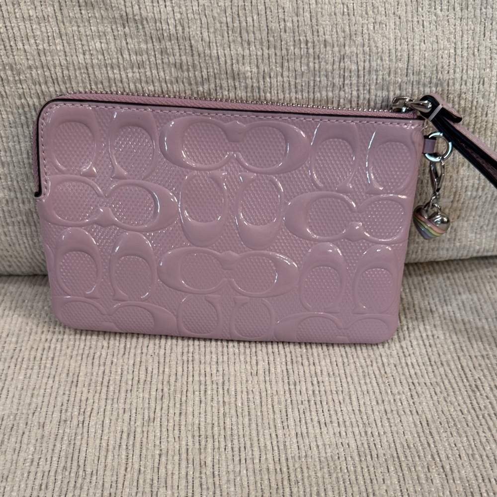 Coach Light Violet Patent Signature Zip Wristlet - Picture 4 of 4